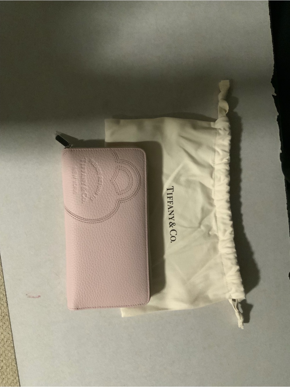 Tiffany & Co. Light Pink Pebbled Zip-Around Wallet
